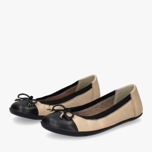 Groundies Felicia Beige and Black ballerinas