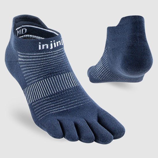 Injinji Run Lightweight No-Show Coolmax EcoMade Navy toe socks